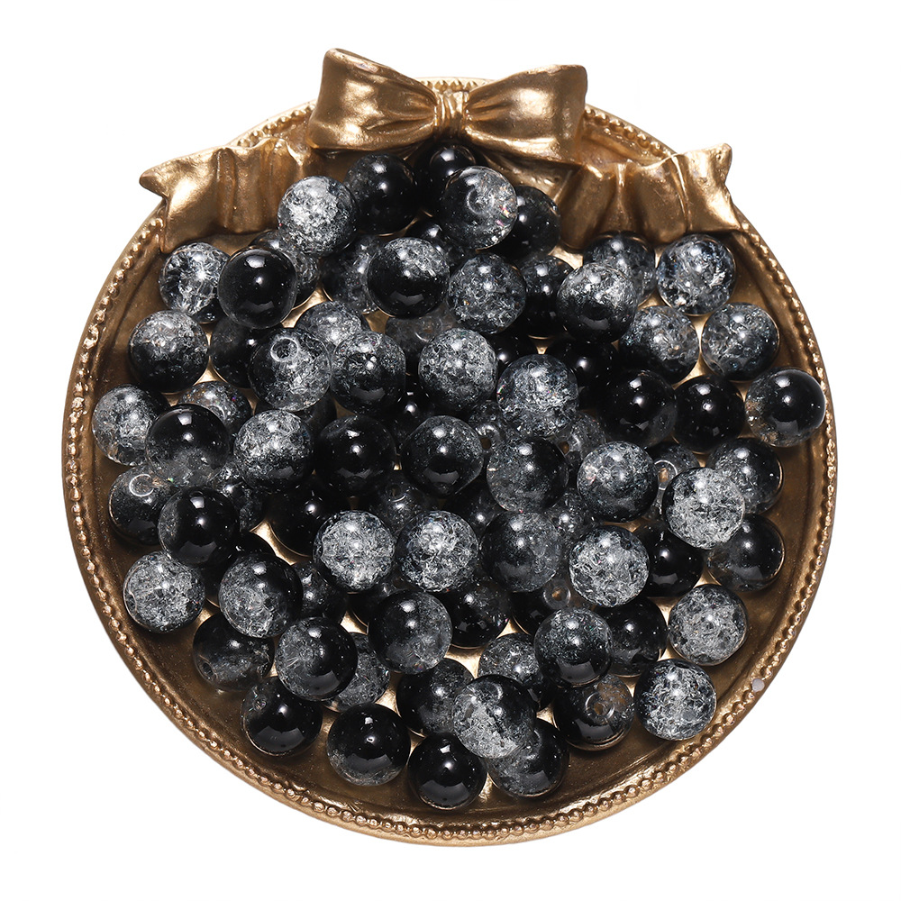 Perles de verre craquelées - Noir