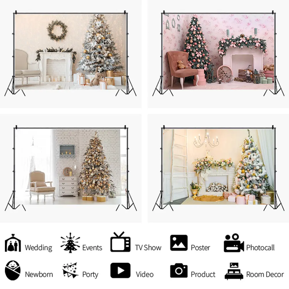 Christmas interior christmas tree gift party background cloth decoration banner