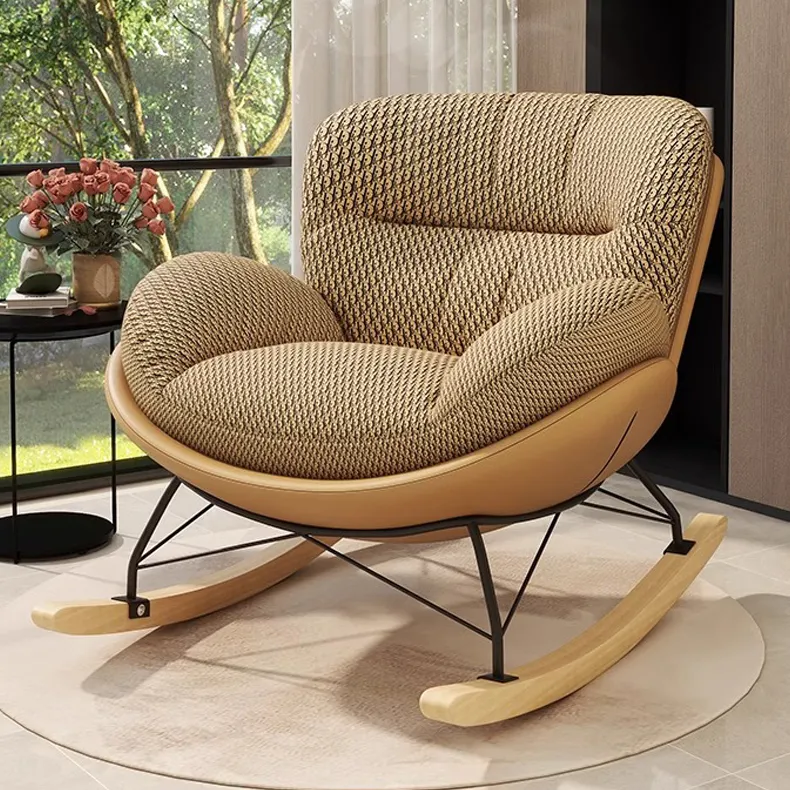 Sofá de balanço luxuoso em tecido de microfibra para couro, cadeira de madeira nórdica, sofá moderno para casa, conjunto de sofás para sala de estar