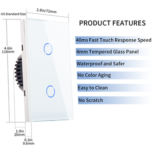 Bingoelec US <strong>AU</strong> Standard Wireless WiFi Wall Touch Tuya Electrical Light Switch <strong>Remote</strong> Control Tuya Smart Switch - Product Image 3