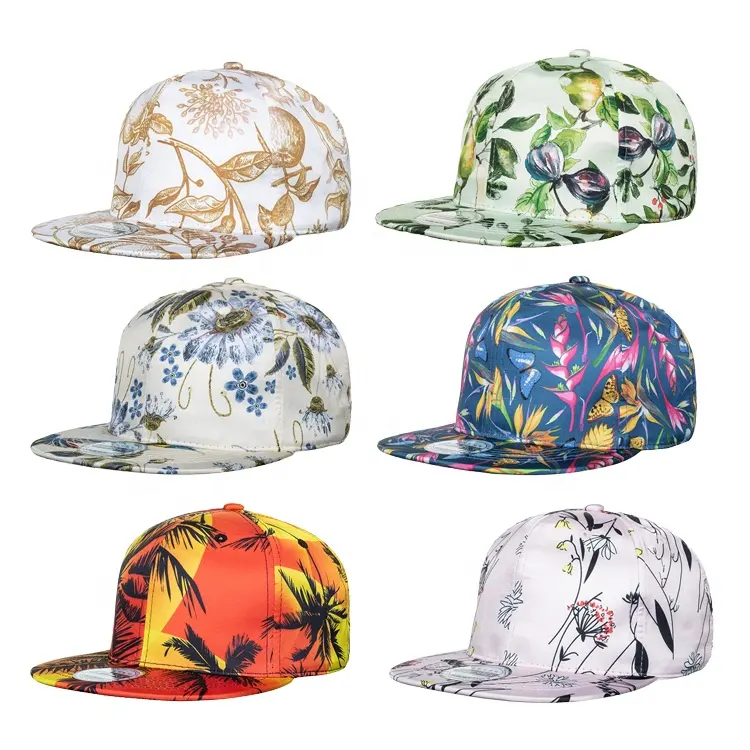 Fabricante al por mayor colorido Hip-hop Flat Bill Snap Back Hat Hombres y mujeres Impresión digital Snapback Cap