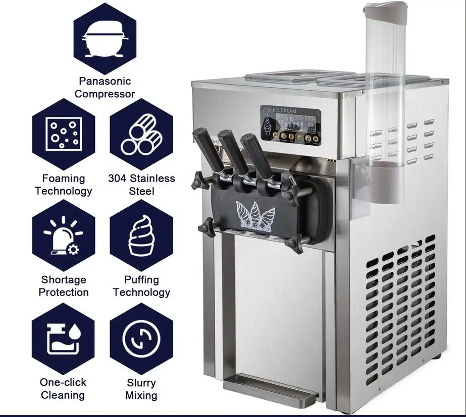 PEIXU-168 с ЖК-дисплеем, 3 ароматизатора, мягкая машина для мороженого в рулоне