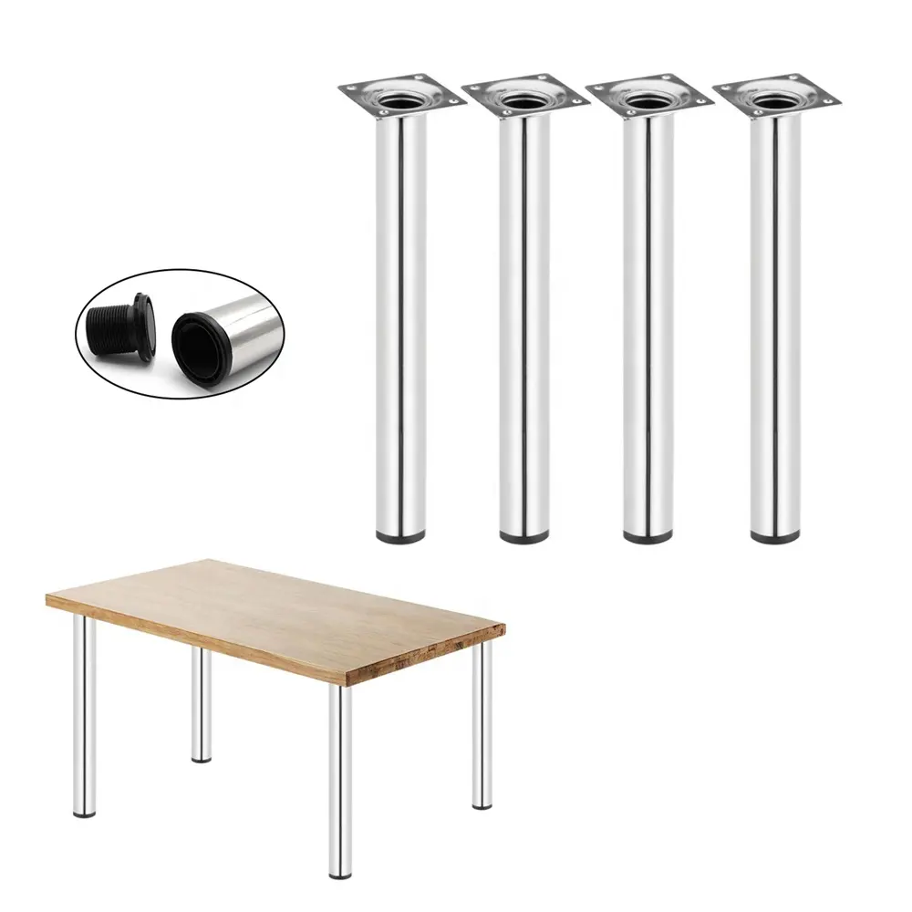 Quadratische Tischbeine für Schreibtische Schränke Möbel aus verchromtem Stahl 75cm 4er-Pack