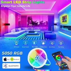 แถบไฟ LED 5050 RGB อัจฉริยะความหนาแน่นสูง10ม. สำหรับบลูทูธสวิตช์ควบคุมระยะไกลให้คะแนน IP20ตัวเครื่องทองแดง - Product Image 2