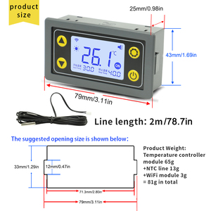 Controlador de temperatura remoto WIFI, interruptor de pantalla digital, controlador de temperatura inteligente completamente automático con sonda SA10 - Product Image 3