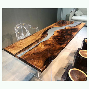 Bằng Gỗ Bàn Ăn Với Epoxy Sông Nhựa Hàng Đầu Vuông/Vòng Nhựa Bảng Thiết Lập recina Epoxica Mesas Cho Đồ Nội Thất Nhà - Product Image 3