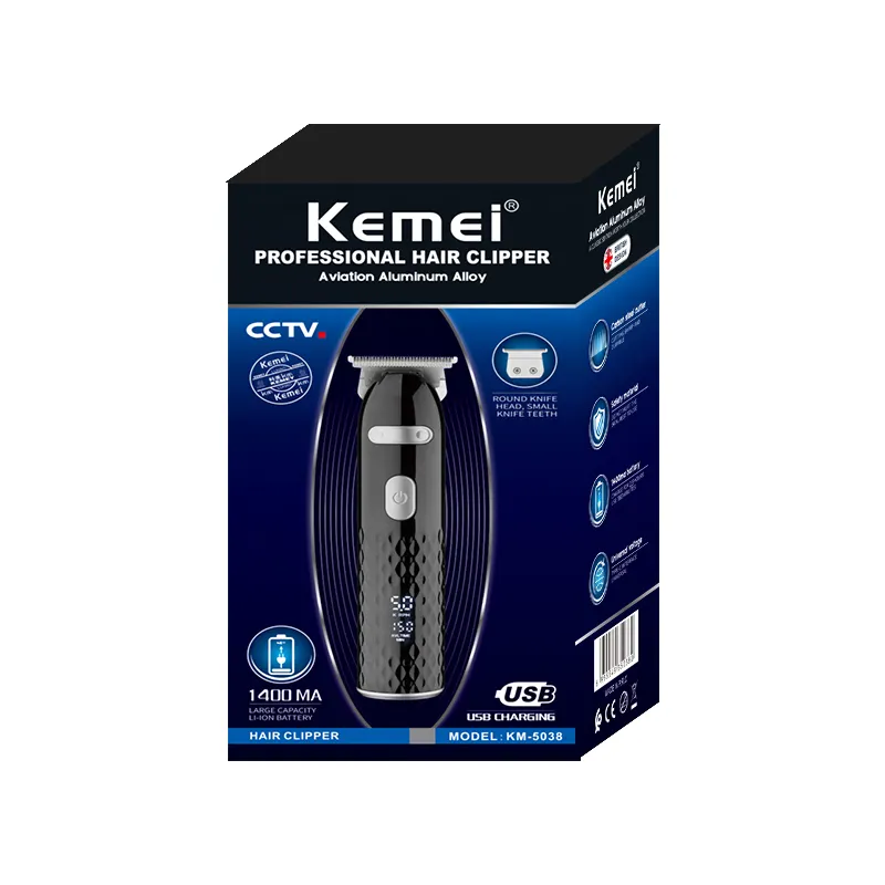 Kemei KM-5038 nuova ricarica USB tagliacapelli professionale da uomo elettrico Display Lcd tagliacapelli tagliacapelli ricaricabile