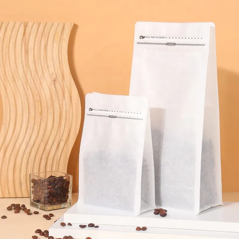 250g 500g 1kg Bolsas de granos de café de fondo plano Bolsa Bolsas de café de papel vacías personalizadas Impreso personalizado, embalaje de bolsa de café