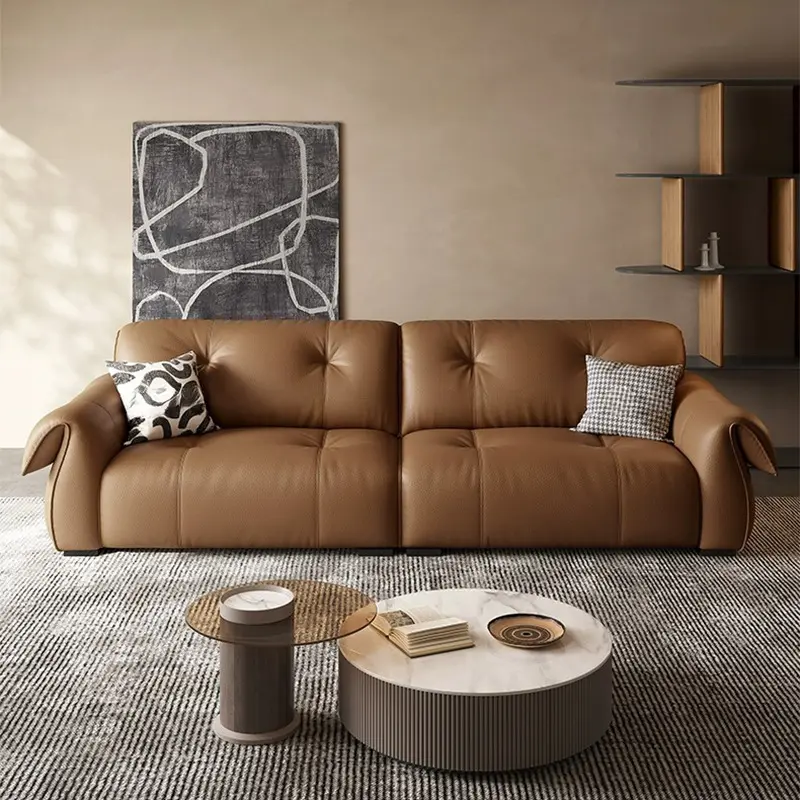 Luxusmodernes Chesterfield Couch-Set mit echtsledersofas für Wohnzimmer Heim-Büro Hotel-Villa minimalistischer Design-Stil