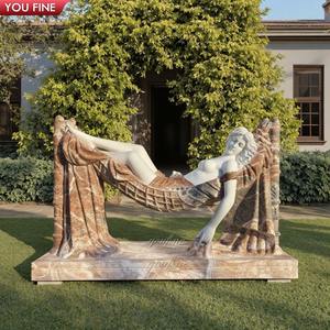 Youfine Europese Klassieke Kunst Collectie Villa Decor Marmeren Vrouwelijke Figuur Liegende Vrouw Sculptuur - Product Image 2