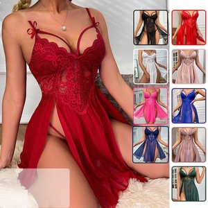 Mịn Tùy Chỉnh Sexy Lưới Trong Suốt Quần Áo Ngủ Ren Thêu Treo Áo Ngủ Của Phụ Nữ Nhà Mặc Đồ Lót Sexy - Product Image 1