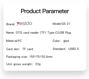 GS21 YESIDO 2 en 1 multifunción USB 3,0 tipo C a USB y tarjeta TF adaptador de lector de tarjetas OTG - Product Image 5