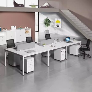 Mesa de ordenador de doble asiento moderna, estación de trabajo de oficina sencilla con ranura para tarjeta para configuración de oficina de cuatro personas - Product Image 1