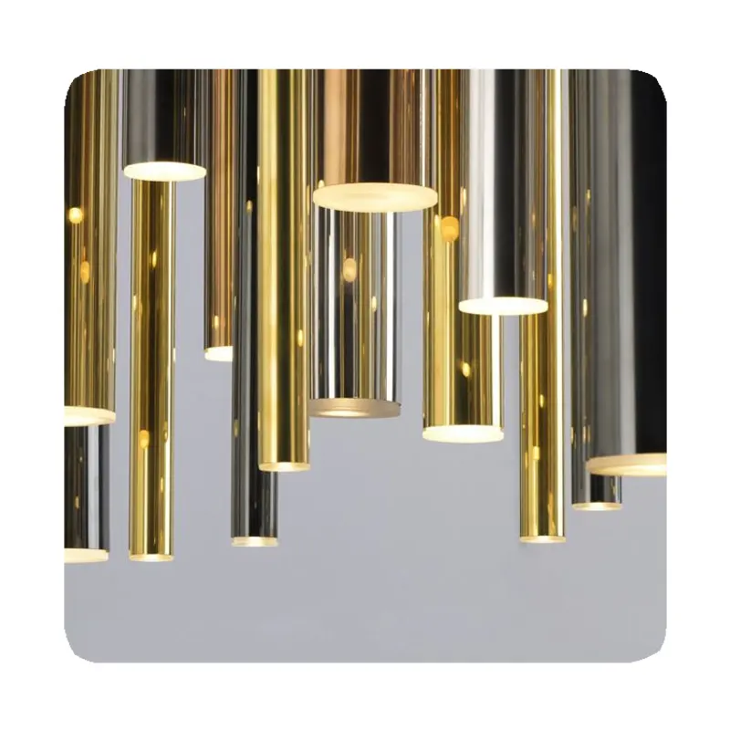New Modern Design Flute-linear Pendant Chandelier Design Restaurant Wind Chime Gold Round Long Tube Decorative Chandelier 2024