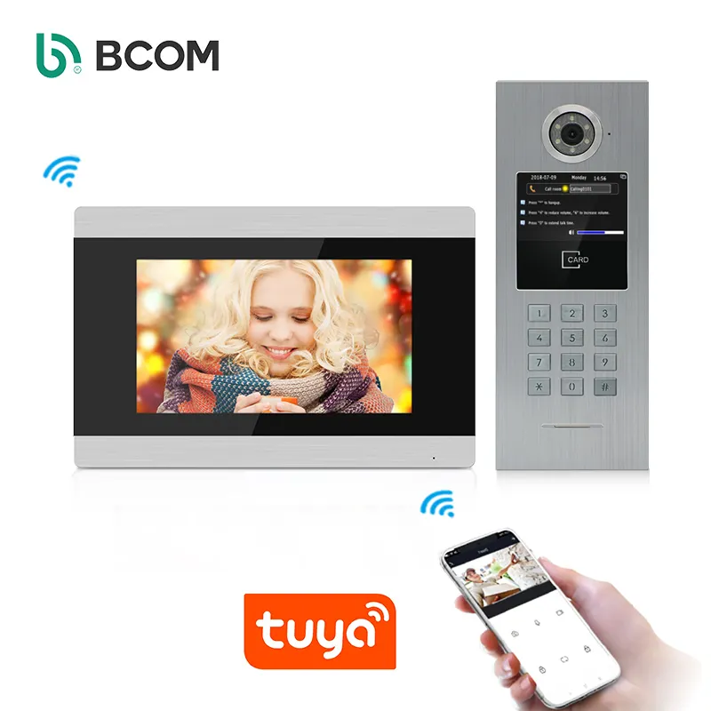 Tuya-videoportero inteligente con Wifi, 1080P, RFID, inalámbrico, Visor de puerta, cámara, pantalla de 7 pulgadas, grabación de movimiento
