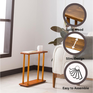 Hình chữ nhật rắn gỗ thông hẹp bên bàn, skinny Bàn Cạnh Giường ngủ, nhỏ cuối bảng (Hạt dẻ, trung bình) - Product Image 3