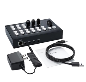 Conmutador de video de transmisión en vivo 4 Entrada HD Resolución de soporte 1080P Soporte de audio incorporado Audio analógico externo para cada habitación