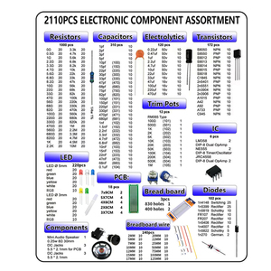 2110個のメガ電子部品キットには、コンデンサ抵抗器LEDトランジスタDCジャックPCBオペアンプが含まれています - Product Image 3