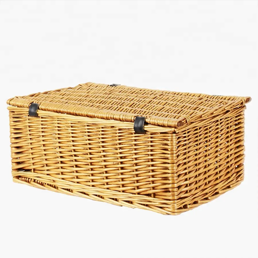 Food Use Stocked Willow Weaving Picnic Baskets With Cover