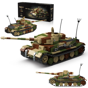 高品质1/28 1498pcs WW2军用老虎德国装甲重型战斗坦克模型套件收集装甲车辆积木 - Product Image 1