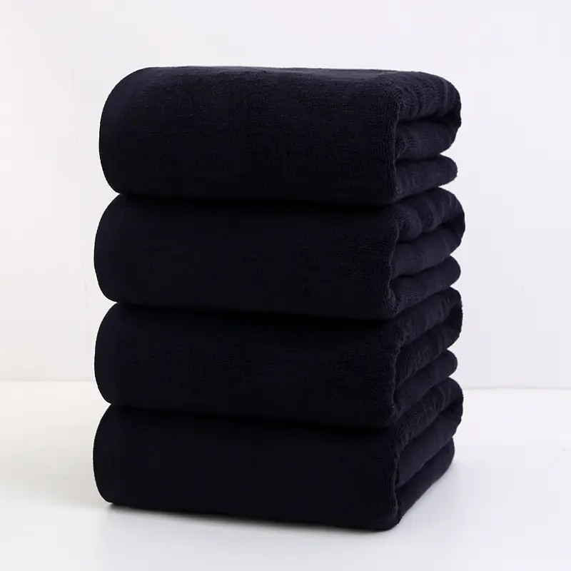 Toalha preta para salão de beleza, logotipo personalizado de alta qualidade, 16x35x75cm, cabelo preto, 100% algodão, toalha preta para salão de beleza