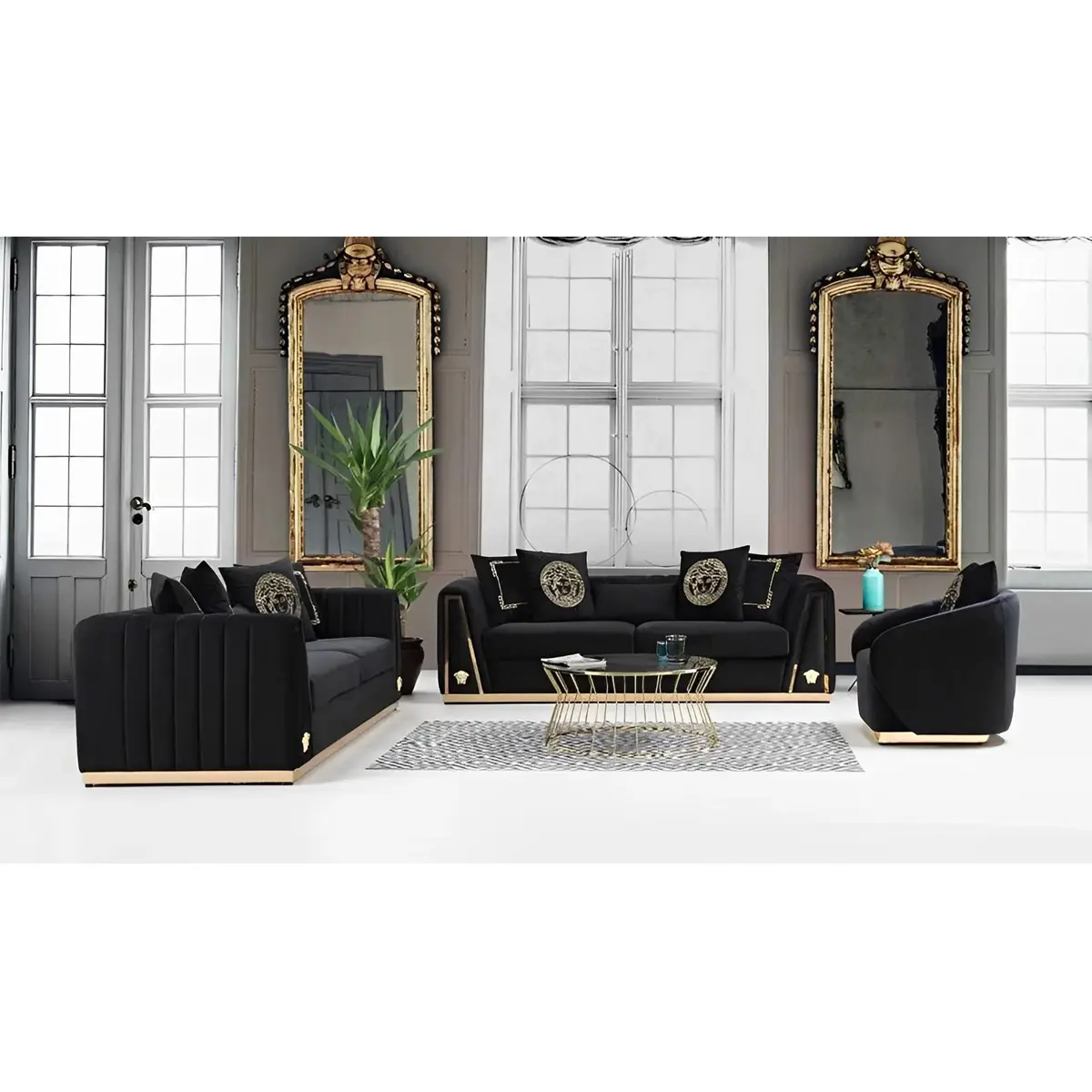 Vendas diretas da fábrica do mais recente sofá de luxo design conjunto 2 + 3Velvet tecido roxo sofá da sala de estar para o apartamento do Hotel