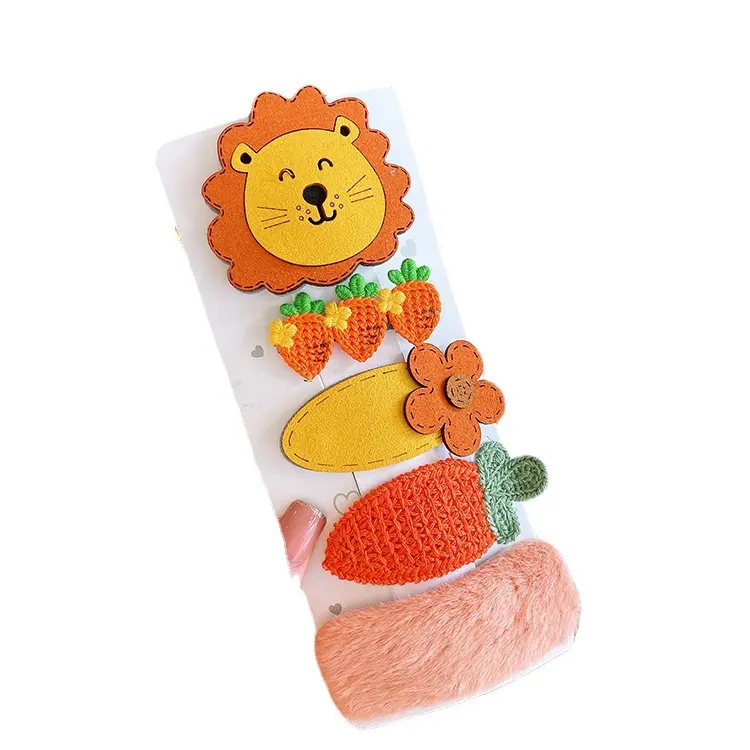 Pinza para el pelo de lana con lazo de flores para niña pequeña, clip BB de dibujos animados para pelo de frutas de felpa, Otoño/Invierno, novedad