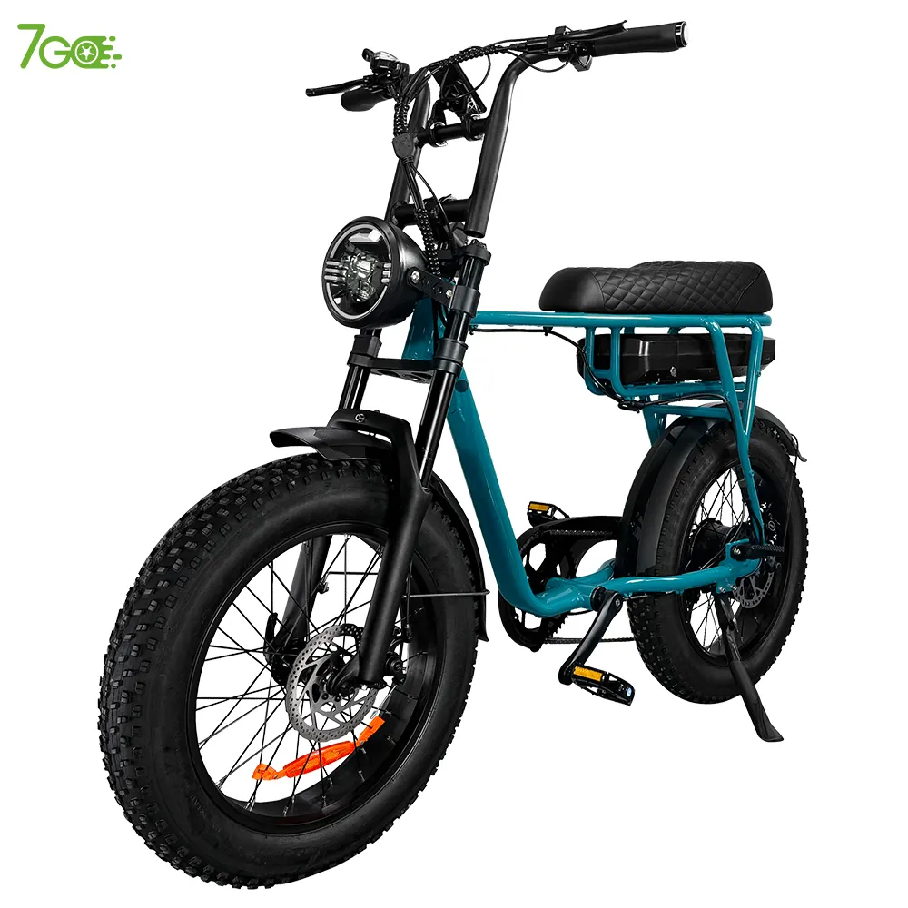 Bicicleta Eléctrica Retro, e-bike con Motor de dos asientos, neumático ancho, 500W, 750W, 1000W