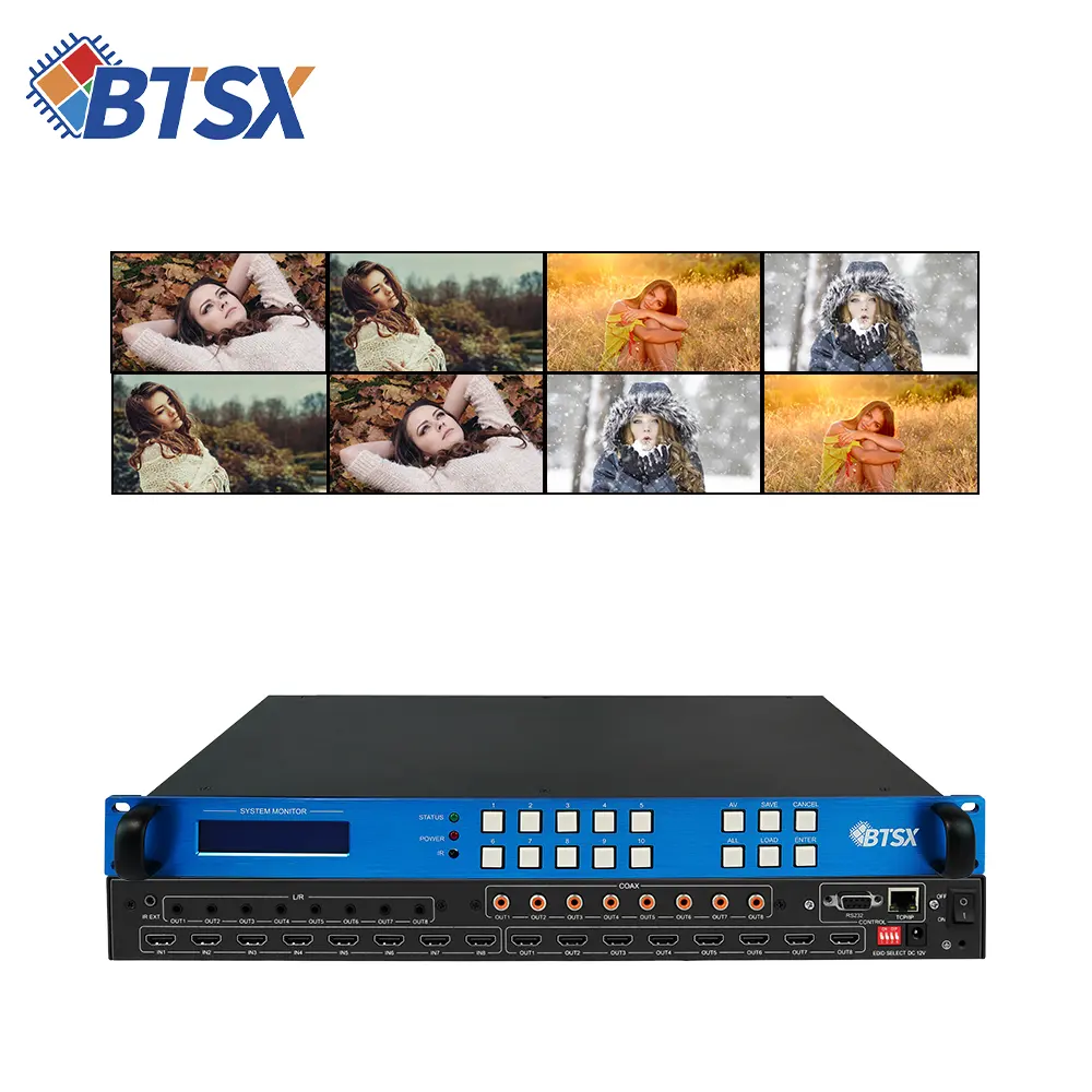 Pengalih matriks Video, HDMI 2.0 IR kontrol komputer Host 8 input 8 Keluaran 4K60