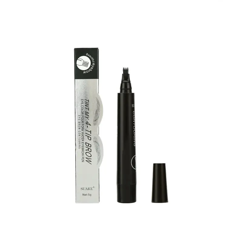 4 Point Eyebrow Pencil Dark Brown,Waterproof Microblading Eyebrow Pencil with a Micro-Fork Tip Applicator Creates Natural Brows