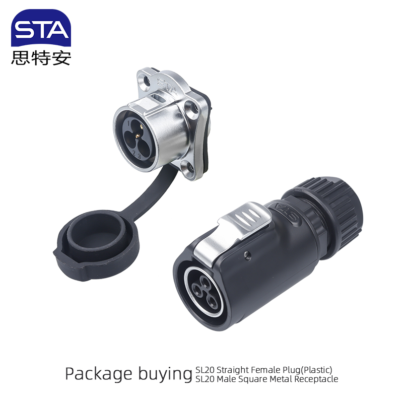 Straight Female Plug+Male Square Metal