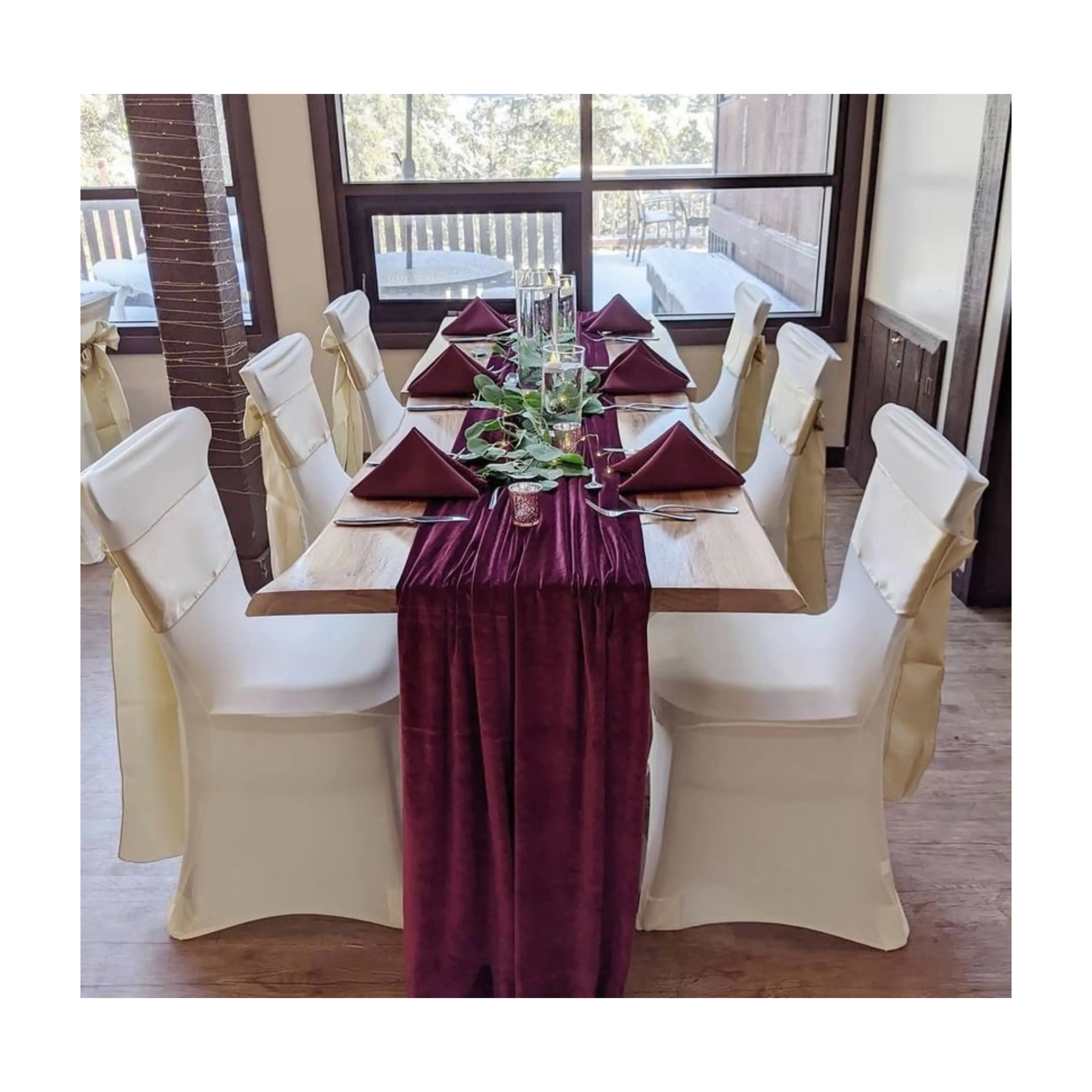 Offre Spéciale Fantaisie Fleur de Table De Mariage De Luxe Velours Coureurs Pour La Fête De Banquet Décoration De Noël