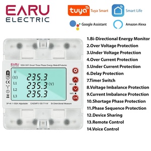 3 faz 380V 100A Tuya WiFi akıllı çift yönlü enerji güç kWh metre altında voltaj koruyucusu röle anahtarı akım sınırı - Product Image 2