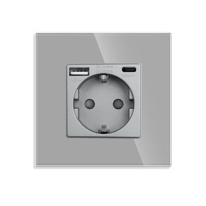Bingoelec 16A כוח Outlet מזג קריסטל זכוכית איחוד אירופי תקן טעינה מהירה סוג C תקעי יציאת Usb שקע