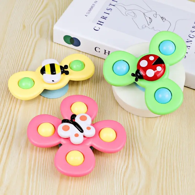 Jouets de filature de bain pour enfants les plus vendus ventouses hochets insectes toupies jouets anti-Stress jouets Montessori