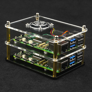<strong>Raspberry</strong> <strong>Pi</strong> 5 Multi Layered Transparent Acrylic Shell Protective Cluster <strong>Case</strong> with Cooling Fan for RPI 5 - Product Image 3