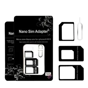 纳米sim卡适配器4合1微型sim卡适配器，带弹出Pin键零售包装，适用于iPhone 5/5s/6S/三星 - Product Image 1