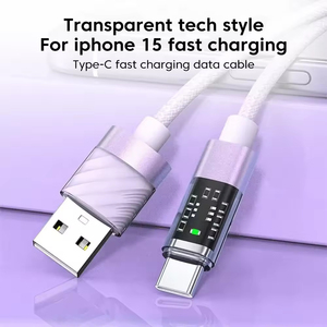 2024 ใหม่โปร่งใสไฟ LED ตัวบ่งชี้ USB ประเภทข้อมูล C Super Fast สายชาร์จอลูมิเนียมสําหรับ Huawei Android โทรศัพท์สมาร์ท - Product Image 2