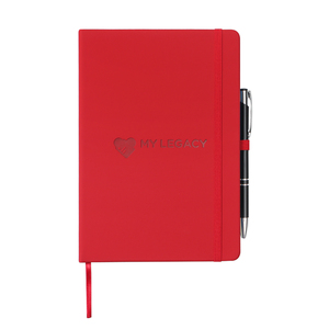 Custom A5 cuoio pu notebook rosso intenso con portapenne e chiusura elastica - Product Image 1