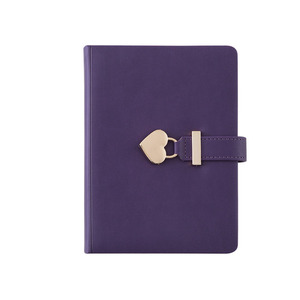 B6 logotipo personalizado colorido pu cuero diario cuaderno caja de regalo corazón bloqueo diarios blocs de notas con candado para niña - Product Image 1
