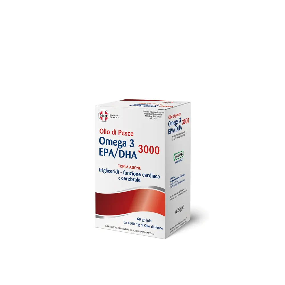 Made In Italy Matt Healthcare Supplement Óleo de peixe Omega 3 Epa Dha Aid Função cardíaca e cerebral Pressão arterial normal