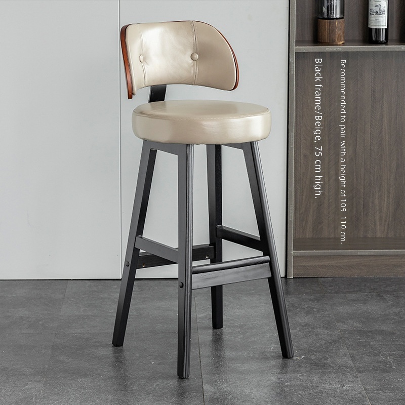 black solid wood feet-gray leather head-cowhide