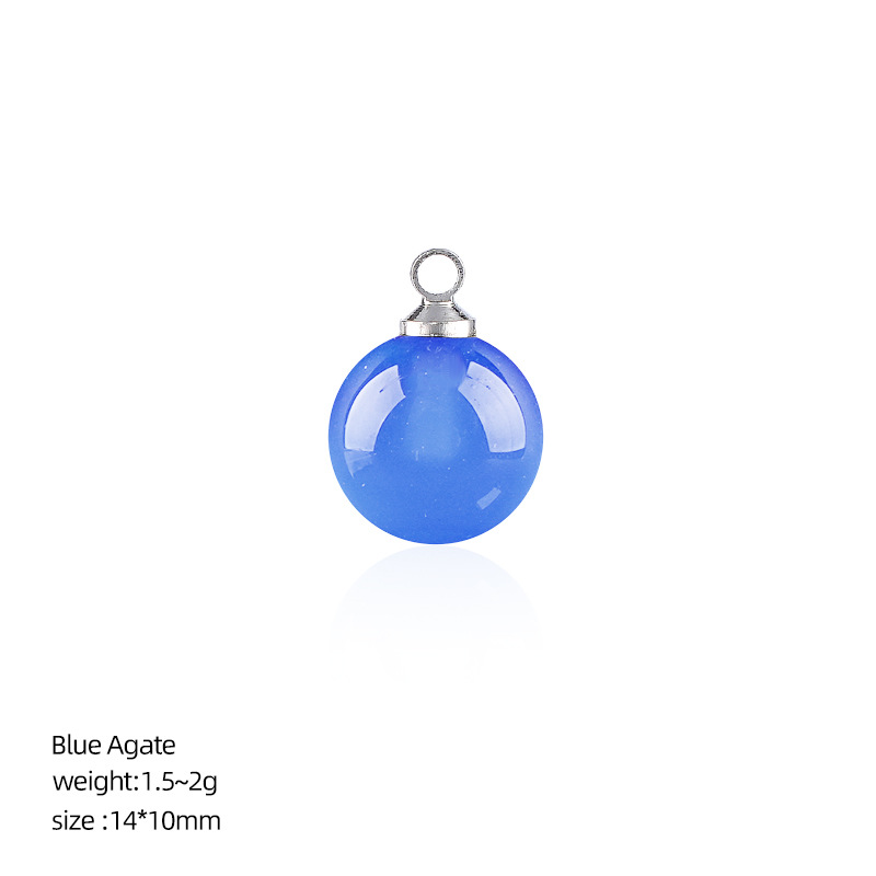 Pendentif rond agate bleue 10mm