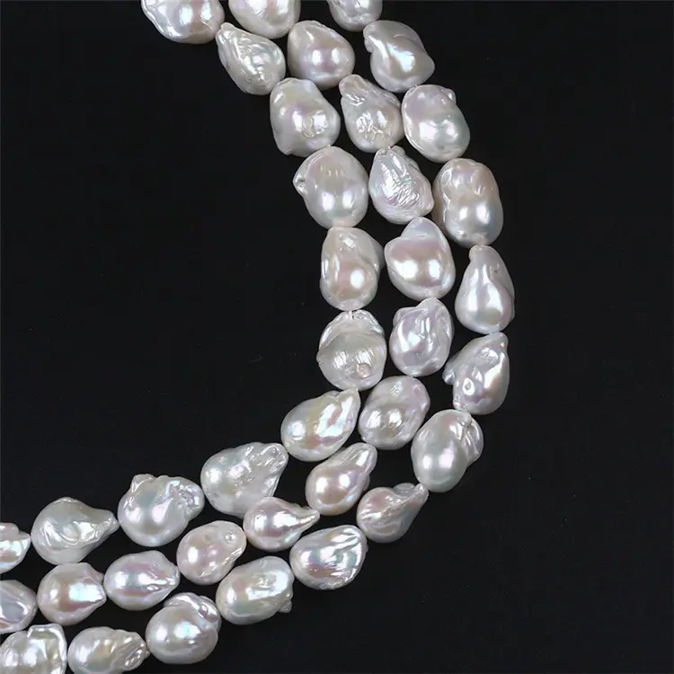 Freshwater Natural White 14-15mm Freshwater Big Baroque Pearl String For Jewelry Making