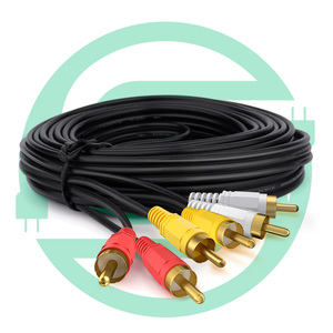 Vellygood 3X 3 RCA fiş Video kablosu ses Stereo jak adaptörü altın kaplama CCs örgü 3m ev telefon için stok mevcut - Product Image 5