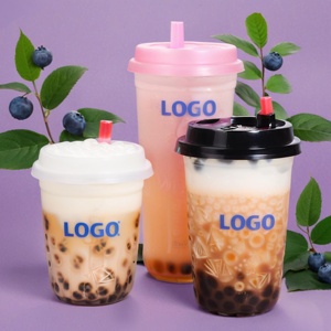 Frosted Transparent Plastic <strong>Cups</strong> Customized Logo Printing Disposable Boba Tea Juice Beverage PP Injection Moulding U Shape <strong>Cup</strong> - Product Image 3