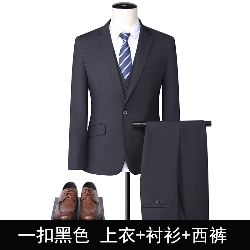 Couleur noire un bouton blazer + pantalon + chemise