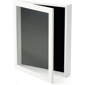 8x8 Shadow <strong>Box</strong> Picture <strong>Frame</strong> With Linen Board <strong>Deep</strong> Wood Glass <strong>Display</strong> Case Ready to Hang Memory <strong>Box</strong> With Drawing Pins - Product Image 1