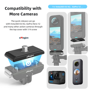 AMagisn Metal manyetik Quick Release taban üst kapak ile 1/4 vida için Insta360/DJI OSMO/git Pro eylem kamera yatağı aksesuarları - Product Image 5