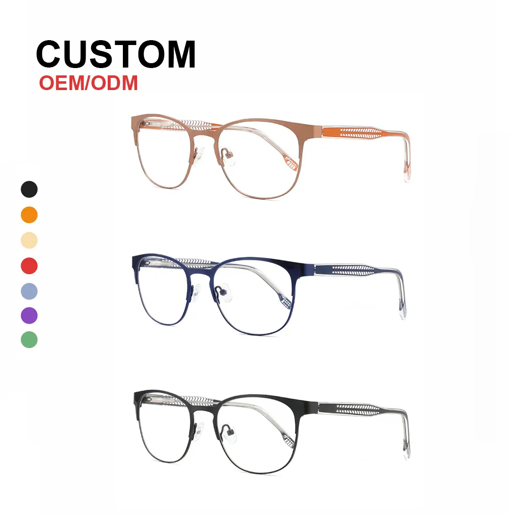 2024新しいスタイルの眼鏡品質ハーフリムレスメタルオプティカルフレームアイウェア女性ファッション読書用ガラス